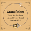 Christian Grandfather Gifts, Trust in the Lord with all your heart, Bible Verse Scripture Sunflower Bracelet, Baptism Confirmation Gifts for Grandfather