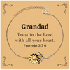 Christian Grandad Gifts, Trust in the Lord with all your heart, Bible Verse Scripture Sunflower Bracelet, Baptism Confirmation Gifts for Grandad