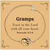 Christian Gramps Gifts, Trust in the Lord with all your heart, Bible Verse Scripture Sunflower Bracelet, Baptism Confirmation Gifts for Gramps