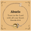 Christian Abuelo Gifts, Trust in the Lord with all your heart, Bible Verse Scripture Sunflower Bracelet, Baptism Confirmation Gifts for Abuelo