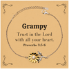 Christian Grampy Gifts, Trust in the Lord with all your heart, Bible Verse Scripture Sunflower Bracelet, Baptism Confirmation Gifts for Grampy