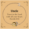 Christian Uncle Gifts, Trust in the Lord with all your heart, Bible Verse Scripture Sunflower Bracelet, Baptism Confirmation Gifts for Uncle