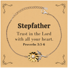 Christian Stepfather Gifts, Trust in the Lord with all your heart, Bible Verse Scripture Sunflower Bracelet, Baptism Confirmation Gifts for Stepfather
