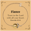 Christian Fiance Gifts, Trust in the Lord with all your heart, Bible Verse Scripture Sunflower Bracelet, Baptism Confirmation Gifts for Fiance