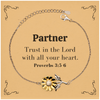 Christian Partner Gifts, Trust in the Lord with all your heart, Bible Verse Scripture Sunflower Bracelet, Baptism Confirmation Gifts for Partner