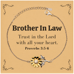 Christian Brother In Law Gifts, Trust in the Lord with all your heart, Bible Verse Scripture Sunflower Bracelet, Baptism Confirmation Gifts for Brother In Law