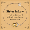 Christian Sister In Law Gifts, Trust in the Lord with all your heart, Bible Verse Scripture Sunflower Bracelet, Baptism Confirmation Gifts for Sister In Law