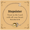 Christian Stepsister Gifts, Trust in the Lord with all your heart, Bible Verse Scripture Sunflower Bracelet, Baptism Confirmation Gifts for Stepsister