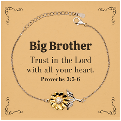 Christian Big Brother Gifts, Trust in the Lord with all your heart, Bible Verse Scripture Sunflower Bracelet, Baptism Confirmation Gifts for Big Brother