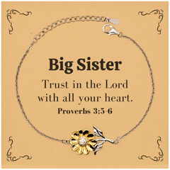 Christian Big Sister Gifts, Trust in the Lord with all your heart, Bible Verse Scripture Sunflower Bracelet, Baptism Confirmation Gifts for Big Sister