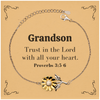 Christian Grandson Gifts, Trust in the Lord with all your heart, Bible Verse Scripture Sunflower Bracelet, Baptism Confirmation Gifts for Grandson