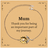 Mum Appreciation Gifts, Thank you for being an important part, Thank You Sunflower Bracelet for Mum, Birthday Unique Gifts for Mum