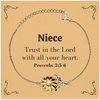 Christian Niece Gifts, Trust in the Lord with all your heart, Bible Verse Scripture Sunflower Bracelet, Baptism Confirmation Gifts for Niece