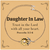 Christian Daughter In Law Gifts, Trust in the Lord with all your heart, Bible Verse Scripture Sunflower Bracelet, Baptism Confirmation Gifts for Daughter In Law