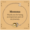 Momma Appreciation Gifts, Thank you for being an important part, Thank You Sunflower Bracelet for Momma, Birthday Unique Gifts for Momma