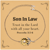 Christian Son In Law Gifts, Trust in the Lord with all your heart, Bible Verse Scripture Sunflower Bracelet, Baptism Confirmation Gifts for Son In Law