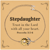 Christian Stepdaughter Gifts, Trust in the Lord with all your heart, Bible Verse Scripture Sunflower Bracelet, Baptism Confirmation Gifts for Stepdaughter