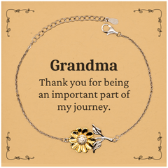 Grandma Appreciation Gifts, Thank you for being an important part, Thank You Sunflower Bracelet for Grandma, Birthday Unique Gifts for Grandma