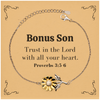 Christian Bonus Son Gifts, Trust in the Lord with all your heart, Bible Verse Scripture Sunflower Bracelet, Baptism Confirmation Gifts for Bonus Son