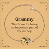 Grammy Appreciation Gifts, Thank you for being an important part, Thank You Sunflower Bracelet for Grammy, Birthday Unique Gifts for Grammy