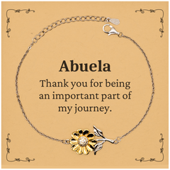 Abuela Appreciation Gifts, Thank you for being an important part, Thank You Sunflower Bracelet for Abuela, Birthday Unique Gifts for Abuela