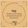 Gigi Appreciation Gifts, Thank you for being an important part, Thank You Sunflower Bracelet for Gigi, Birthday Unique Gifts for Gigi