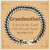 Christian Grandmother Gifts, Trust in the Lord with all your heart, Bible Verse Scripture Cuban Link Chain Bracelet, Baptism Confirmation Gifts for Grandmother