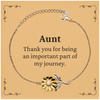 Aunt Appreciation Gifts, Thank you for being an important part, Thank You Sunflower Bracelet for Aunt, Birthday Unique Gifts for Aunt