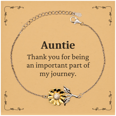 Auntie Appreciation Gifts, Thank you for being an important part, Thank You Sunflower Bracelet for Auntie, Birthday Unique Gifts for Auntie