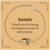 Auntie Appreciation Gifts, Thank you for being an important part, Thank You Sunflower Bracelet for Auntie, Birthday Unique Gifts for Auntie