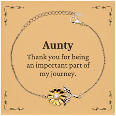 Aunty Appreciation Gifts, Thank you for being an important part, Thank You Sunflower Bracelet for Aunty, Birthday Unique Gifts for Aunty