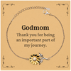 Godmom Appreciation Gifts, Thank you for being an important part, Thank You Sunflower Bracelet for Godmom, Birthday Unique Gifts for Godmom