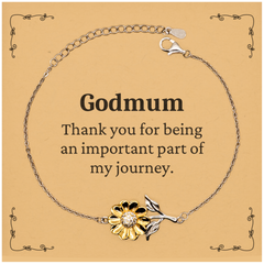 Godmum Appreciation Gifts, Thank you for being an important part, Thank You Sunflower Bracelet for Godmum, Birthday Unique Gifts for Godmum