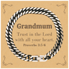 Christian Grandmum Gifts, Trust in the Lord with all your heart, Bible Verse Scripture Cuban Link Chain Bracelet, Baptism Confirmation Gifts for Grandmum