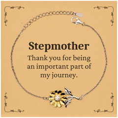 Stepmother Appreciation Gifts, Thank you for being an important part, Thank You Sunflower Bracelet for Stepmother, Birthday Unique Gifts for Stepmother