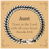 Christian Aunt Gifts, Trust in the Lord with all your heart, Bible Verse Scripture Cuban Link Chain Bracelet, Baptism Confirmation Gifts for Aunt