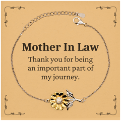 Mother In Law Appreciation Gifts, Thank you for being an important part, Thank You Sunflower Bracelet for Mother In Law, Birthday Unique Gifts for Mother In Law