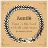 Christian Auntie Gifts, Trust in the Lord with all your heart, Bible Verse Scripture Cuban Link Chain Bracelet, Baptism Confirmation Gifts for Auntie