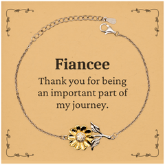 Fiancee Appreciation Gifts, Thank you for being an important part, Thank You Sunflower Bracelet for Fiancee, Birthday Unique Gifts for Fiancee
