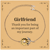 Girlfriend Appreciation Gifts, Thank you for being an important part, Thank You Sunflower Bracelet for Girlfriend, Birthday Unique Gifts for Girlfriend
