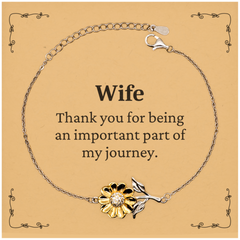 Wife Appreciation Gifts, Thank you for being an important part, Thank You Sunflower Bracelet for Wife, Birthday Unique Gifts for Wife