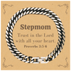 Christian Stepmom Gifts, Trust in the Lord with all your heart, Bible Verse Scripture Cuban Link Chain Bracelet, Baptism Confirmation Gifts for Stepmom