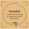 Grandad Appreciation Gifts, Thank you for being an important part, Thank You Sunflower Bracelet for Grandad, Birthday Unique Gifts for Grandad