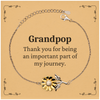 Grandpop Appreciation Gifts, Thank you for being an important part, Thank You Sunflower Bracelet for Grandpop, Birthday Unique Gifts for Grandpop
