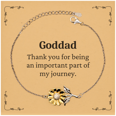Goddad Appreciation Gifts, Thank you for being an important part, Thank You Sunflower Bracelet for Goddad, Birthday Unique Gifts for Goddad