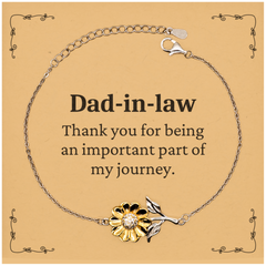 Dad-in-law Appreciation Gifts, Thank you for being an important part, Thank You Sunflower Bracelet for Dad-in-law, Birthday Unique Gifts for Dad-in-law