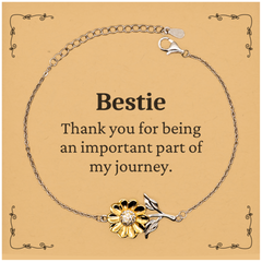 Bestie Appreciation Gifts, Thank you for being an important part, Thank You Sunflower Bracelet for Bestie, Birthday Unique Gifts for Bestie