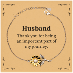 Husband Appreciation Gifts, Thank you for being an important part, Thank You Sunflower Bracelet for Husband, Birthday Unique Gifts for Husband