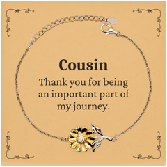 Cousin Appreciation Gifts, Thank you for being an important part, Thank You Sunflower Bracelet for Cousin, Birthday Unique Gifts for Cousin