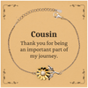 Cousin Appreciation Gifts, Thank you for being an important part, Thank You Sunflower Bracelet for Cousin, Birthday Unique Gifts for Cousin